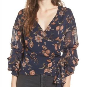 ASTR - Ruffle Sleeve Wrap Top